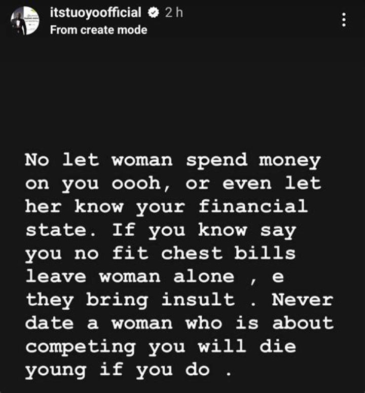 
Never Date A Woman Who Is Competitive – Tuoyo Gives Men Sound Advice. 