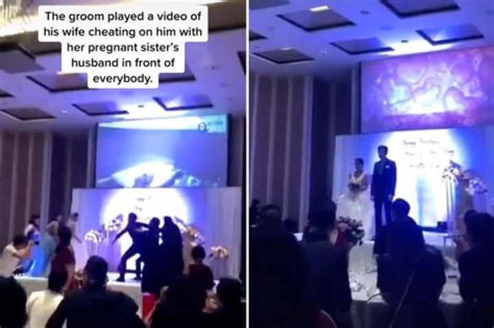 
Shocking video shows groom playing bride’s SEX TAPE to expose affair at their WEDDING! 